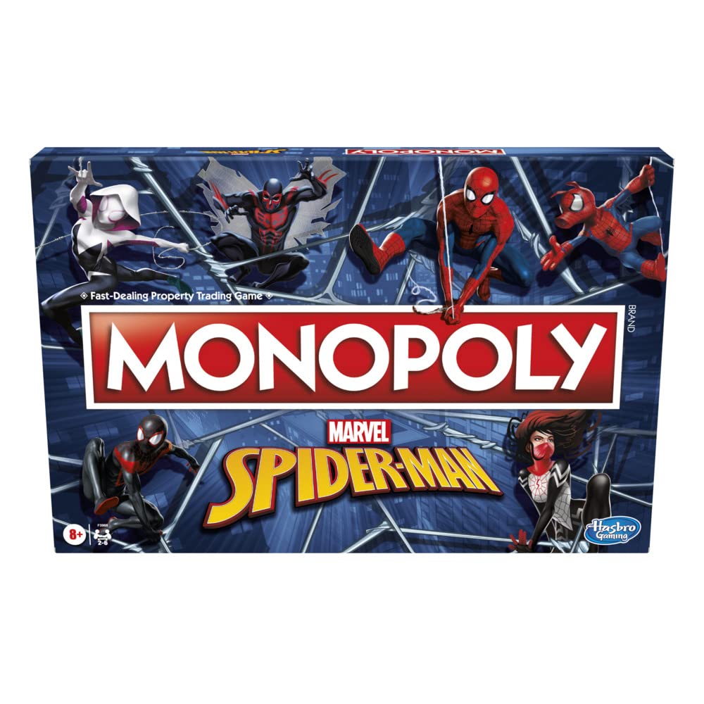 Monopoly: Marvel Spider-Man Edition Board Game, Play as a Spider Hero, Fun Game to Play for Kids Ages 8 and Up