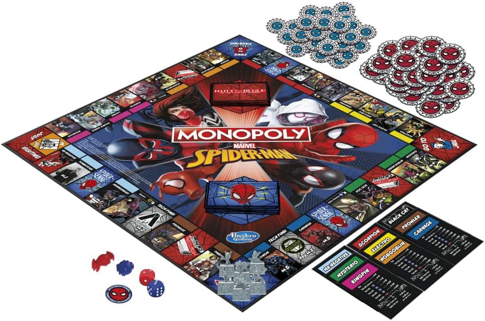 Monopoly: Marvel Spider-Man Edition Board Game, Play as a Spider Hero, Fun Game to Play for Kids Ages 8 and Up